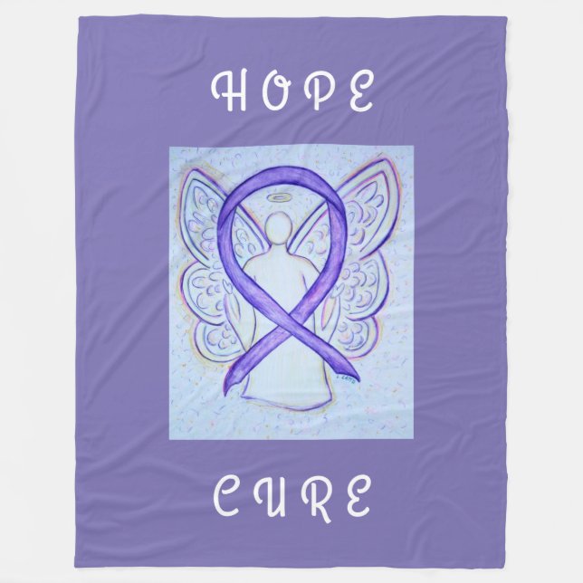 Couverture Polaire Ribbon Hope Angel Chemo Blanche (Devant)
