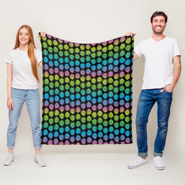 Couverture Polaire RICK ET MORTY™ | Rainbow Rick Head motif (En situation)