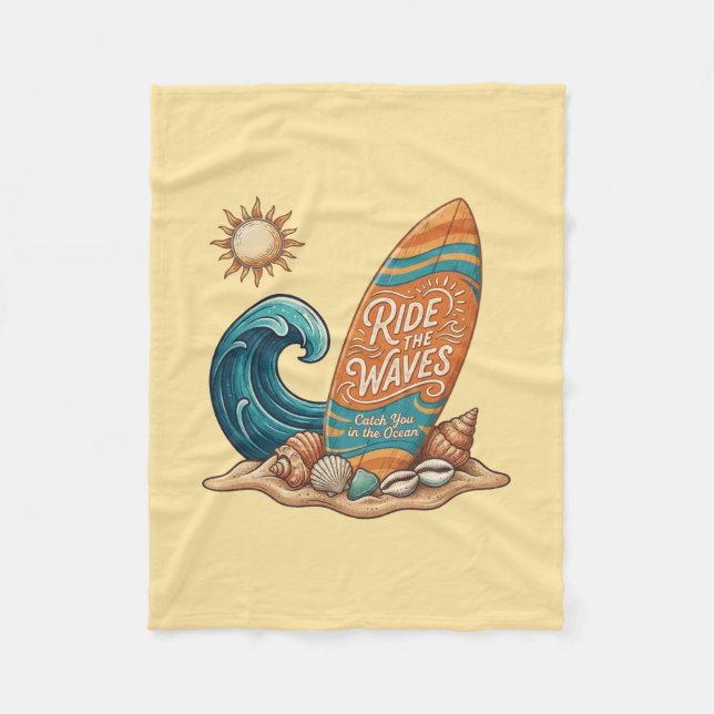 Couverture Polaire Ride the Waves Surfboard Illustration - Sunny Coas (Devant)
