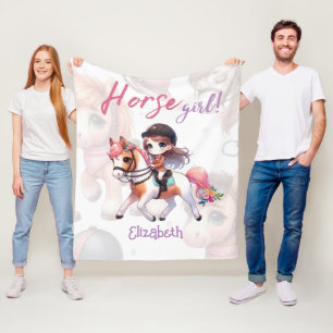 Couverture Polaire Rider Dressage Girl Cheval Personnalisé