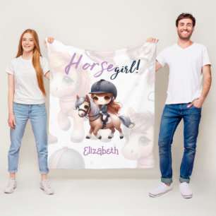 Couverture Polaire Rider Dressage Girl Cheval Personnalisé