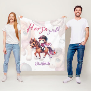 Couverture Polaire Rider Dressage Girl Cheval Personnalisé