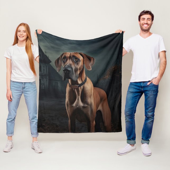 Couverture Polaire Ridgeback rhodésien Halloween Épouvantable (En situation)