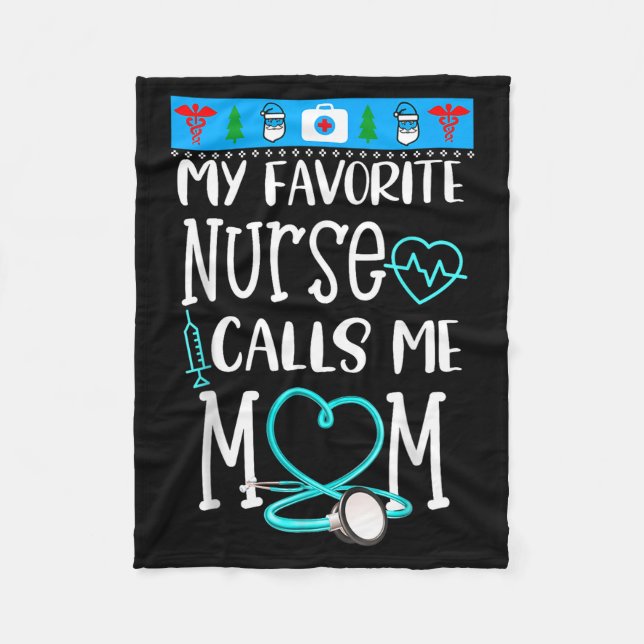 Couverture Polaire Rn Gift My Favorite Nurse Calls Me Mom Quote Teal  (Devant)