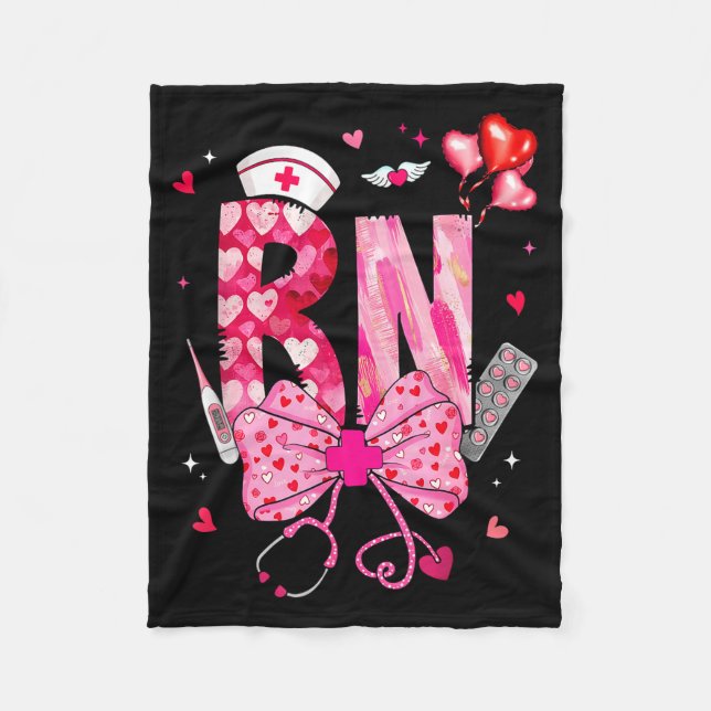 Couverture Polaire Rn Valentine Coquette Bow Stethoscope Nurse Girl W (Devant)