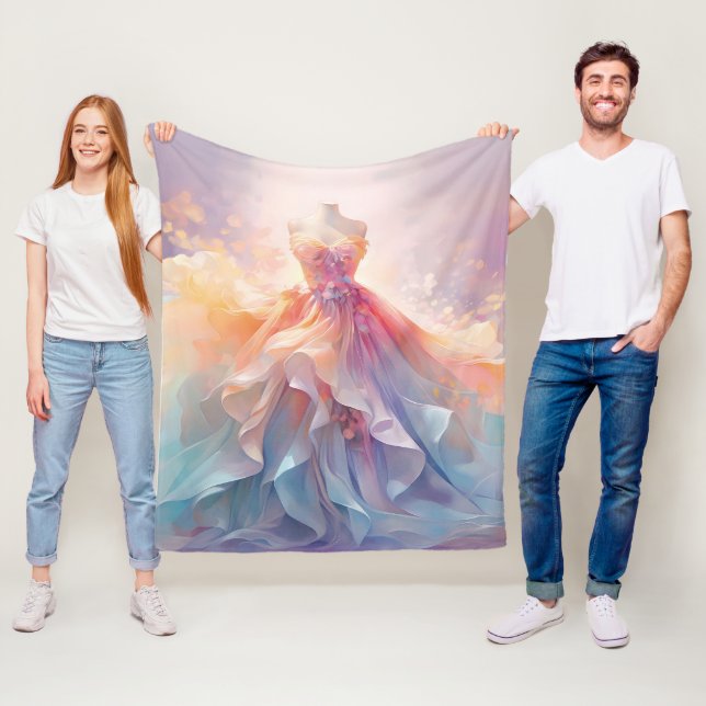 Couverture Polaire Robe de couture pastel rêveuse Art (En situation)