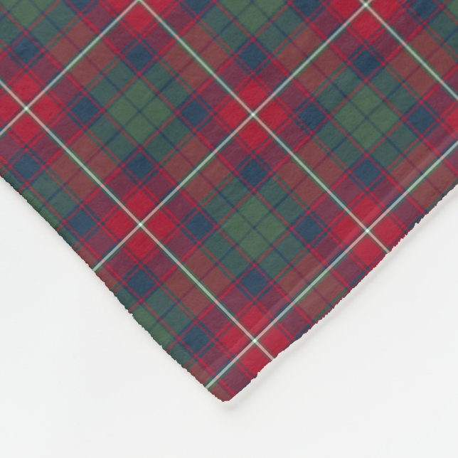 Couverture Polaire Robertson Clan Rouge, Bleu et Tartan Vert (Coin)