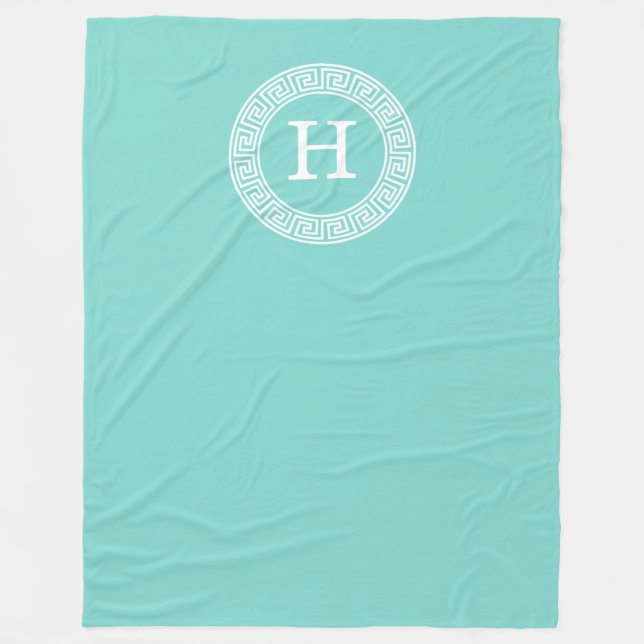 Couverture Polaire Robin Oeuf Wht Grille Grecque Cadre Rnd Initial Mo (Devant)