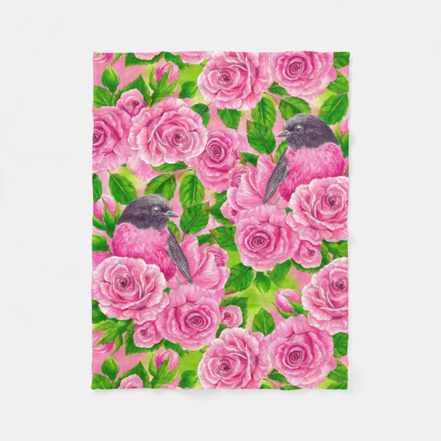 Couverture Polaire Robin rose et rose (Devant)