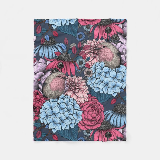 Couverture Polaire Robins dans le jardin 3 (Devant)