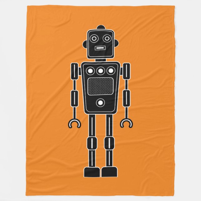 Couverture Polaire Robot 270620/011 - Noir et blanc sur orange (Devant)