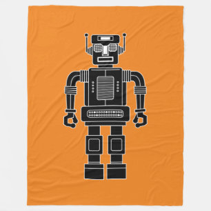 Couverture Polaire Robot 270620/04 - Noir et blanc sur orange