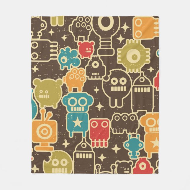 Couverture Polaire Robot et monstres motif moderne sans faille en arr (Devant)
