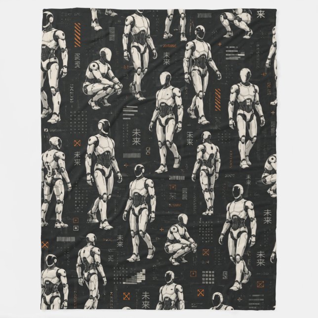 Couverture Polaire Robot Humanoïde Futuriste | Art de Science-Fiction (Devant)