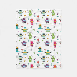 Couverture Polaire Robots multicolores mignons Motif robotique pour e