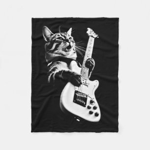 Couverture Polaire Rock Chat Jouer Guitare - Funny Guitare Chat 1