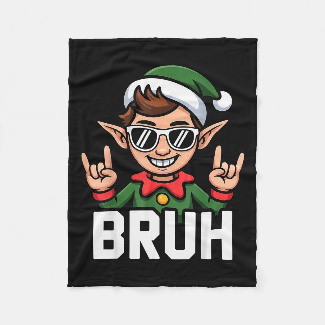 Couverture Polaire Rock N Roll Elf Bruh Funny Saying Meme Boys Men Ch (Devant)