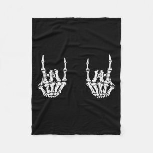 Couverture Polaire Rock Star Rock Skeleton Hands Rocker Funny Hall