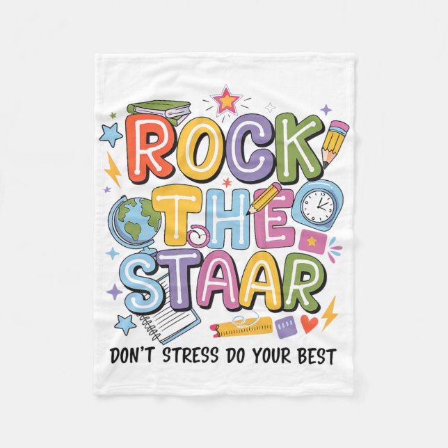 Couverture Polaire Rock The Test Staar Jour Enseignant Motivation Tes (Devant)