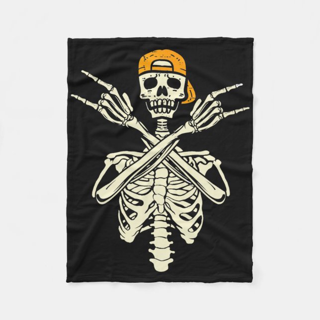 Couverture Polaire Rocker Skeleton Patinage Casquette Halloween Hand  (Devant)