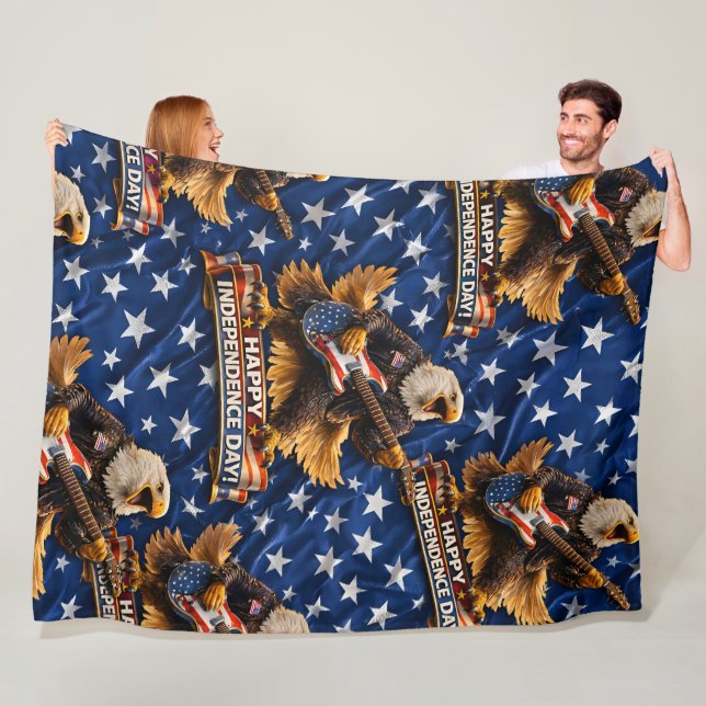 Couverture Polaire Rockstar American Eagle, joyeux Jour de l'Indépend (En situation)