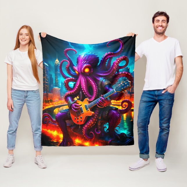 Couverture Polaire Rockstar du monstre Kraken (En situation)