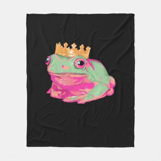 Couverture Polaire Roi Grenouille Funky Mème Style Classique (Devant)