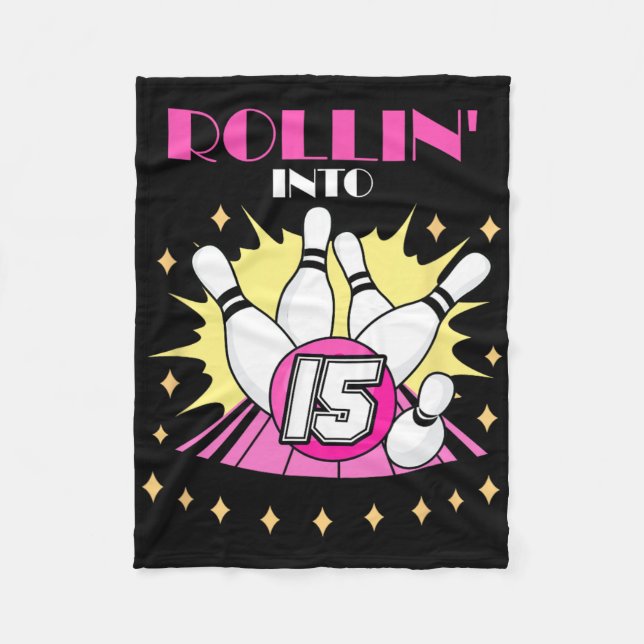 Couverture Polaire Rollin In 15 Bowling Anniversaire Party 15. Garçon (Devant)