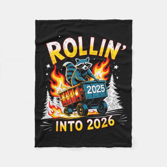 Couverture Polaire Rollin Into 2026 Funny Raccoon New Year Meme  (Devant)