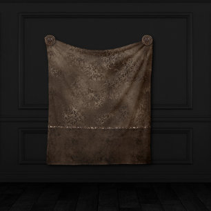 Couverture Polaire Romance en bronze de minuit   Satiny Grunge Damask