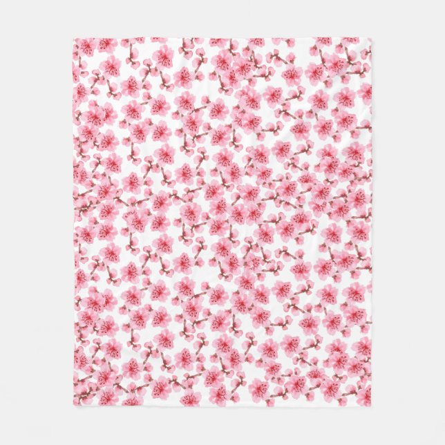 Couverture Polaire Romantic pink Cherry blosson (Devant)