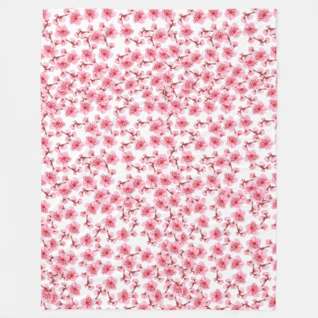 Couverture Polaire Romantic pink Cherry blosson (Devant)