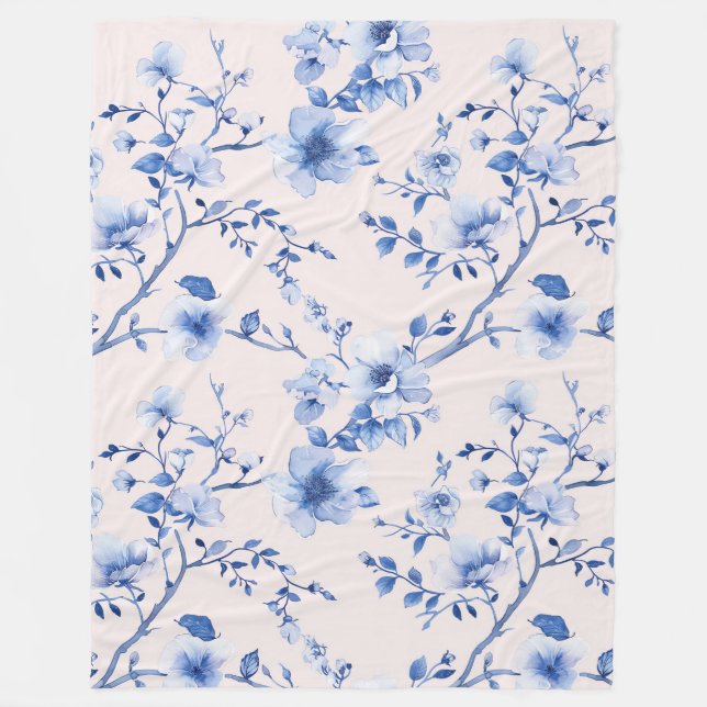 Couverture Polaire Romantique bleu bleu floral (Devant)