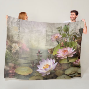 Couverture Polaire Romantique Lotus Reverie rose Floral Élégance