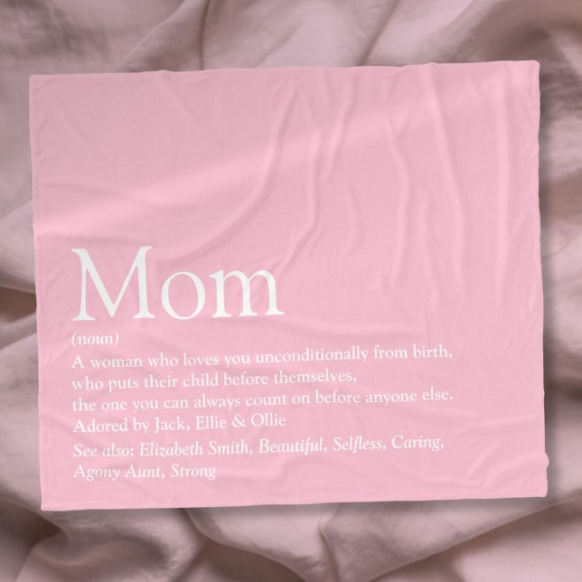 Couverture polaire rose amusante définition Maman (Mom Definition Fun Cool Pink Fleece Blanket)