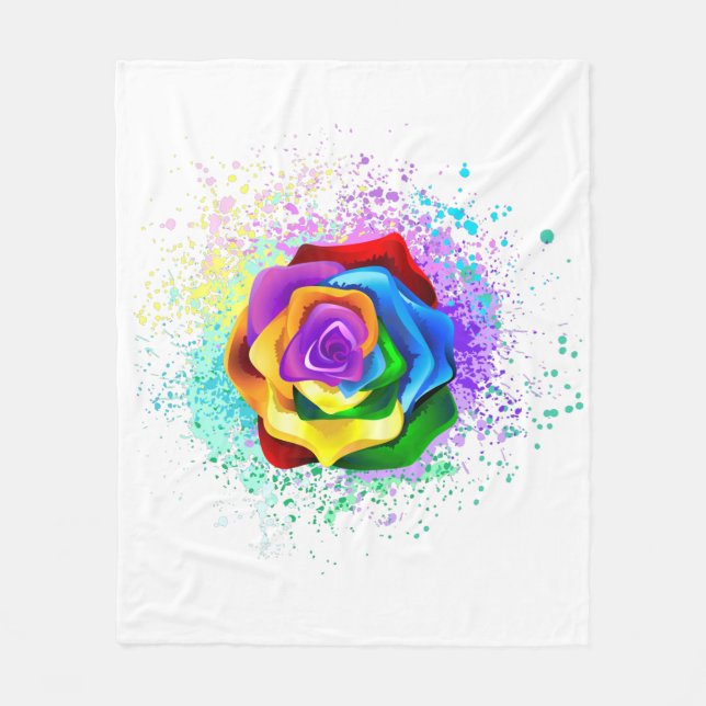Couverture Polaire Rose arc-en-ciel colorée (Devant)