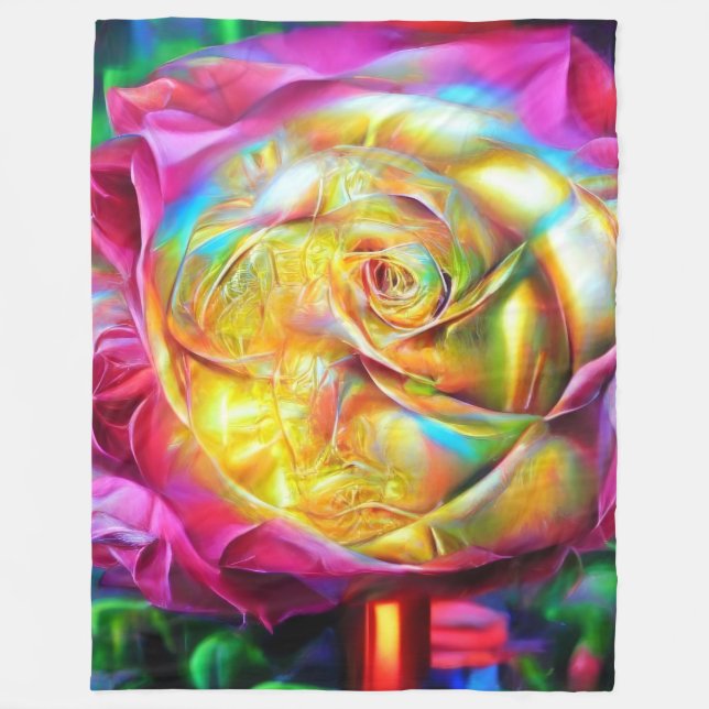 Couverture Polaire Rose arc-en-ciel psychédélique (Devant)