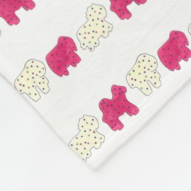Couverture Polaire Rose Blanc Cirque Zoo Animaux Cookies Crackies (Coin)