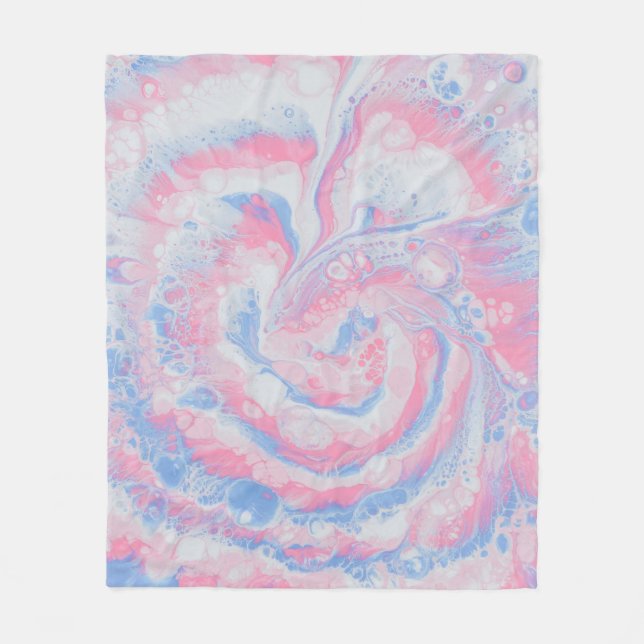 COUVERTURE POLAIRE ROSE BLEU ET BLANC PEINTURE ABSTRAITE (Devant)