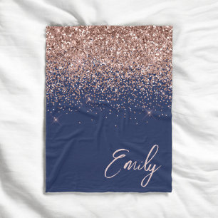 Couverture Polaire Rose bleu marine Gold Blush Pink Parties scintilla