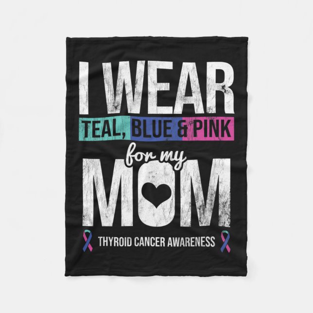 Couverture Polaire Rose Bleu turquoise Pour Maman Thyroïde Cancer Sen (Devant)