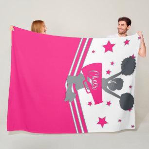 Couverture Polaire Rose Chaud & Étoiles Argentées Filles de Cheer-lea