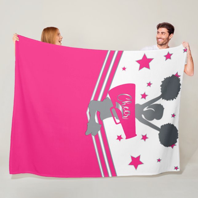 Couverture Polaire Rose Chaud & Étoiles Argentées Filles de Cheer-lea (En situation)