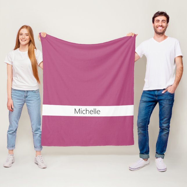 Couverture Polaire Rose Chaude Uni Élégante Monogrammée (En situation)