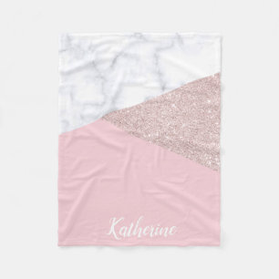 Couverture Polaire Rose de marbre blanc de parties scintillantes