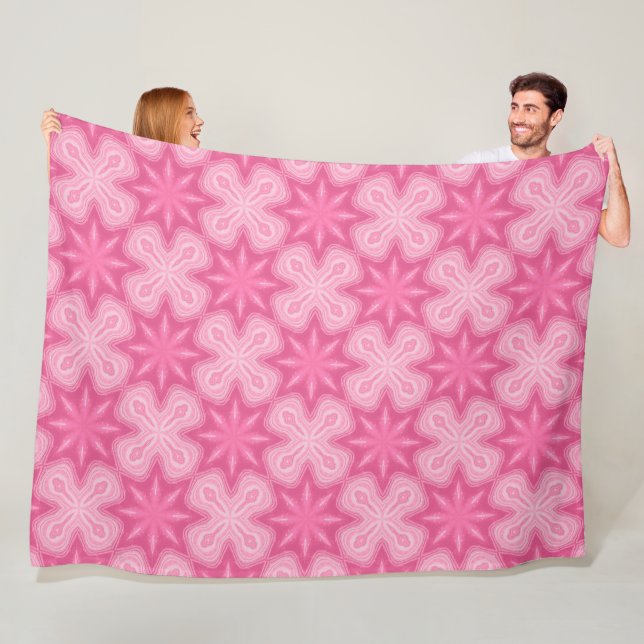 Couverture Polaire Rose Et Blanc (En situation)