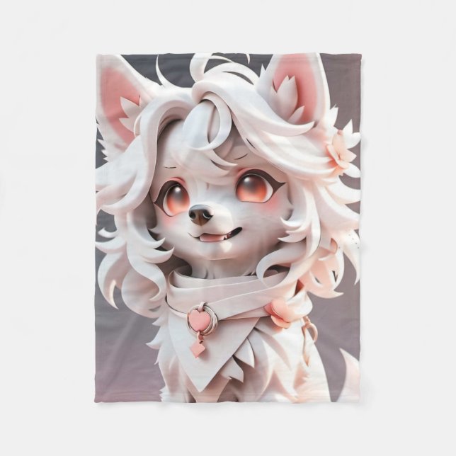 Couverture Polaire Rosé Et Blanc Fluffé (Devant)