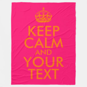 Couverture Polaire Rose et orange vifs Gardez le calme et votre texte