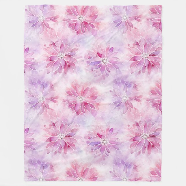 Couverture Polaire Rose Féminin Blush Chic Lavande Floral   (Devant)