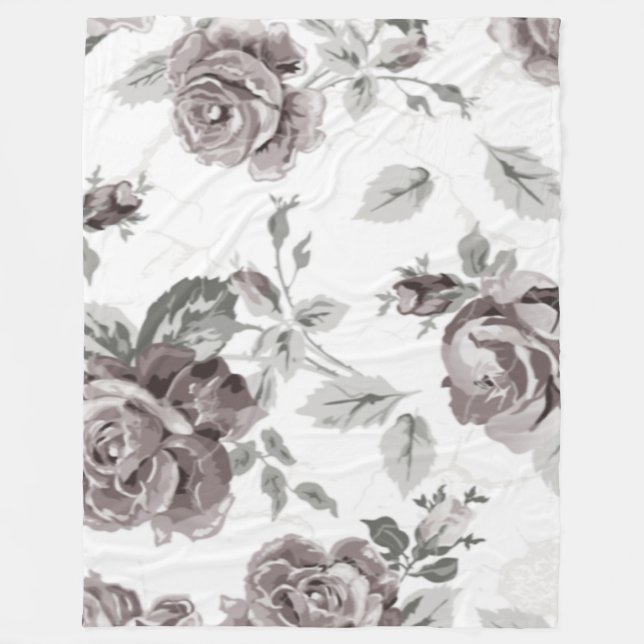 Couverture Polaire Rose+fleur+rose+violet+impression (Devant)